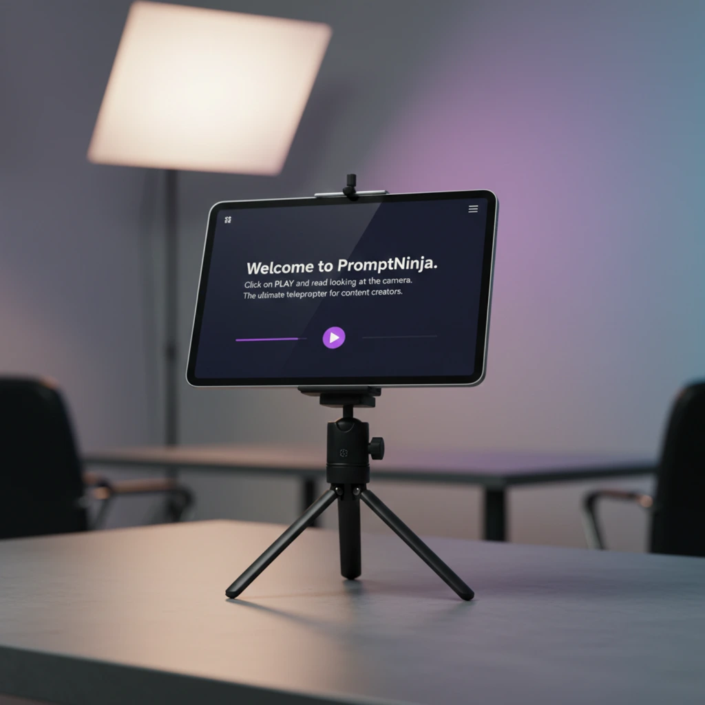 Person practicing speaking with a tablet