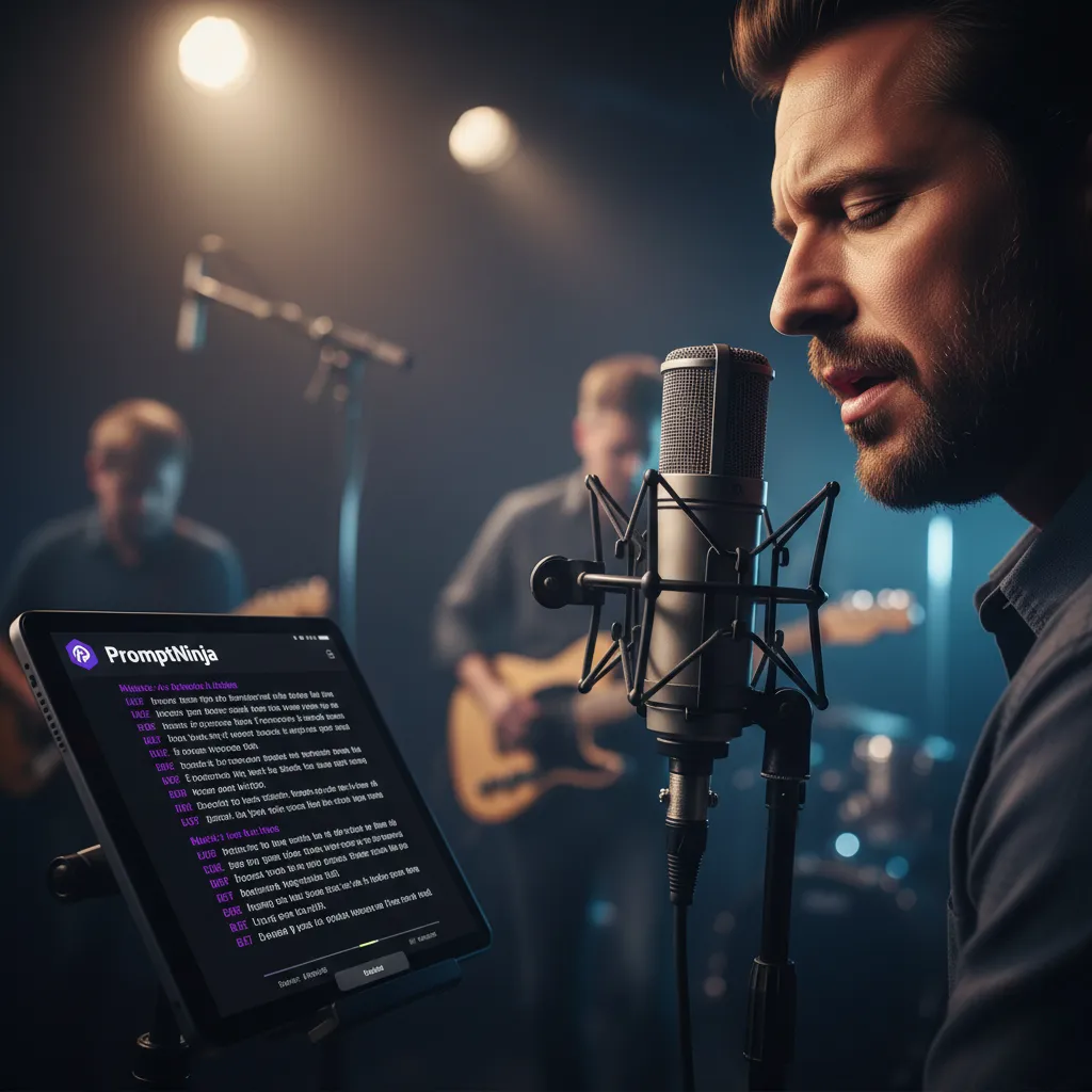 Teleprompter displaying lyrics and chords for musicians