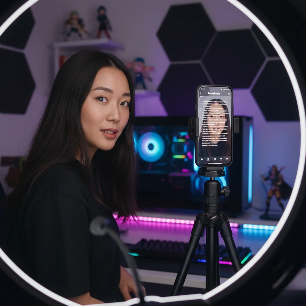 Live streaming with teleprompter invisible to the audience