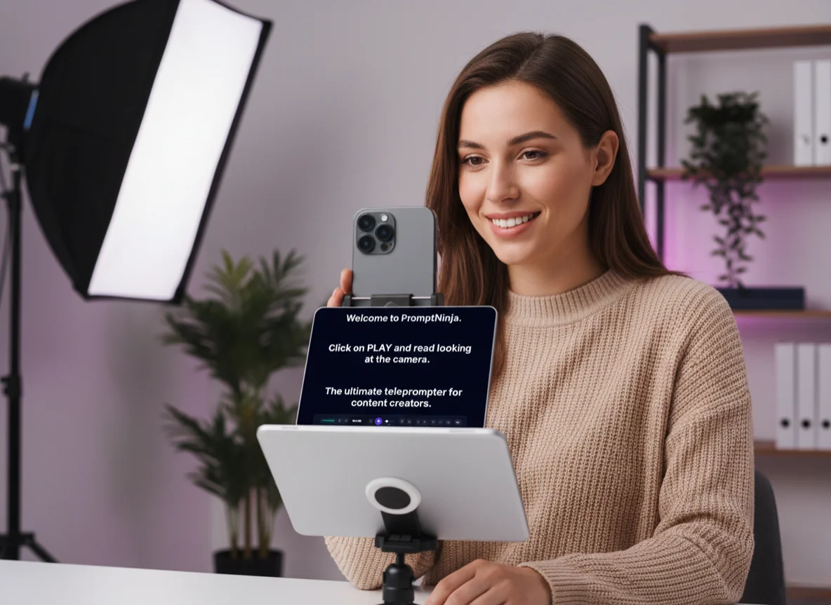 Content creator using a teleprompter